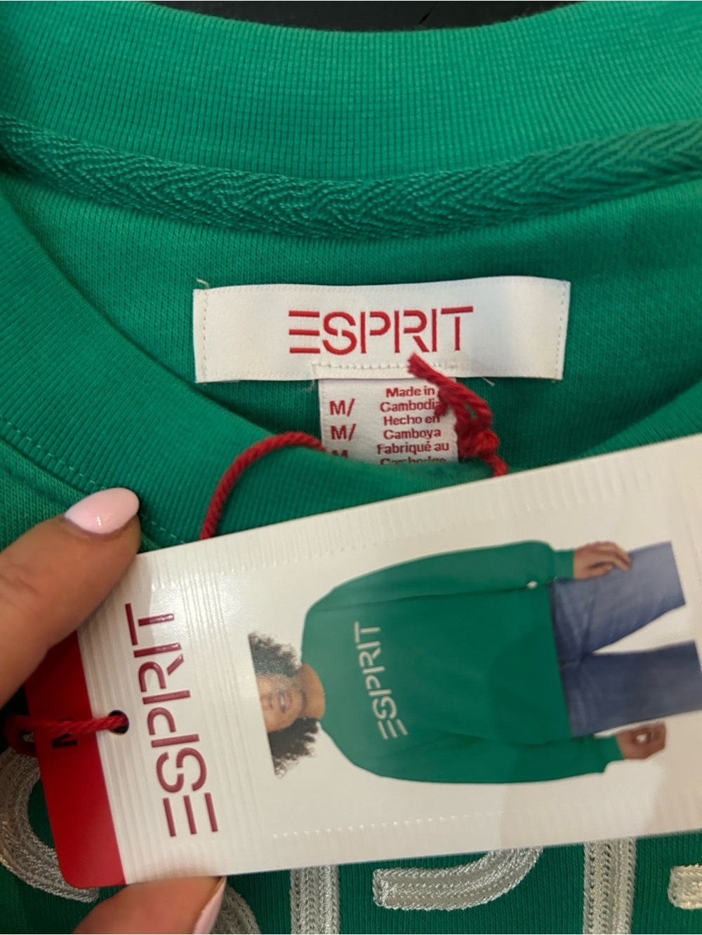Esprit Bright Green Crewneck Sweatshirt with White Logo - Picture 2 of 3
